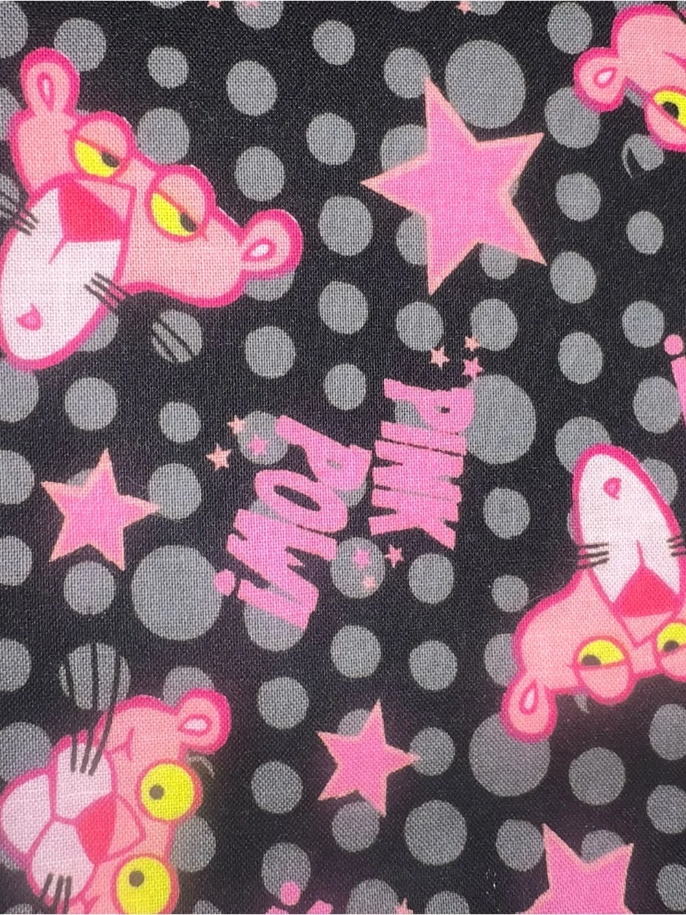 Handmade Pink Panther Black Polka Dot Cotton Pillowcase Pink Stars